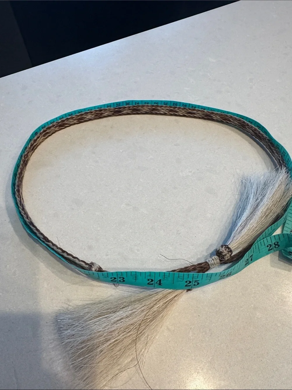 Brown Braided Tassel Headband with Gray Accents